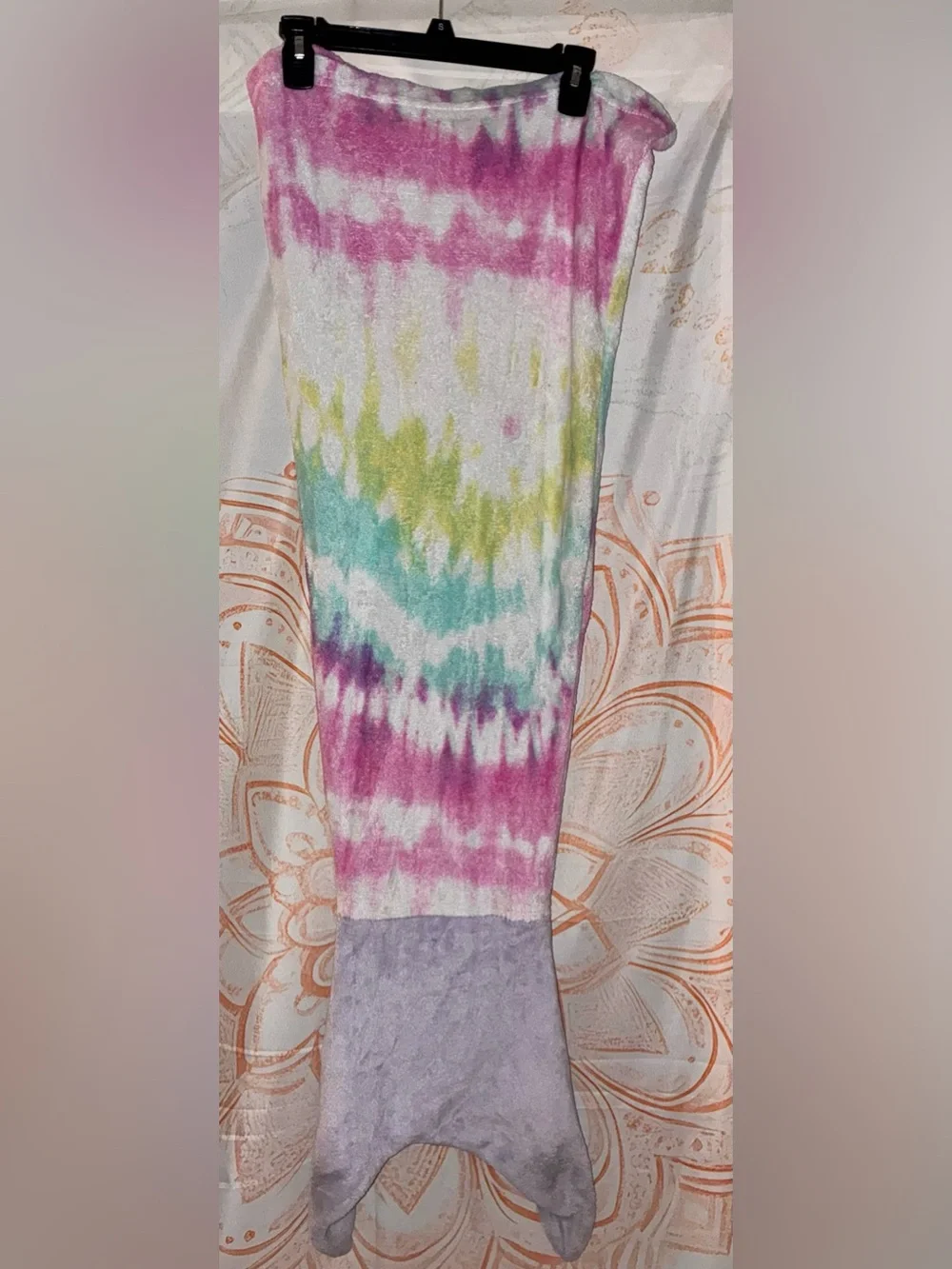 Cozy Pink Patterned Kids Robe & Tie-Dye Mermaid Blanket Set